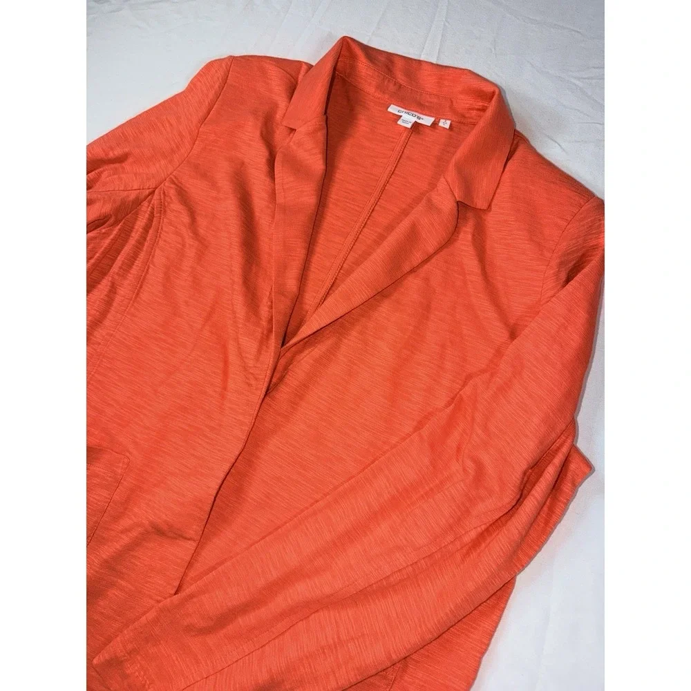 Chico's lightweight orange/coral open-front blazer/cardigan Size L